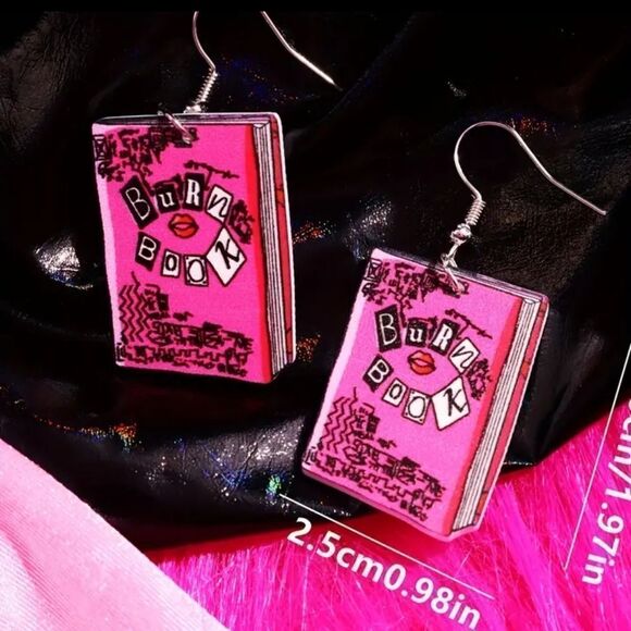 3 for $26 -  Mean Girls Burn Book Earrings - Picture 5 of 5